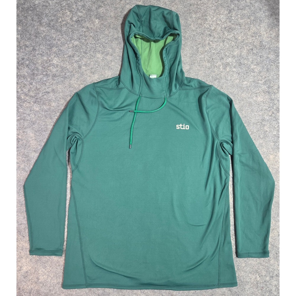 Stio Hylas Hooded Mens Basis Hoodie Teal Green Fleece Lined Active Pullover XL